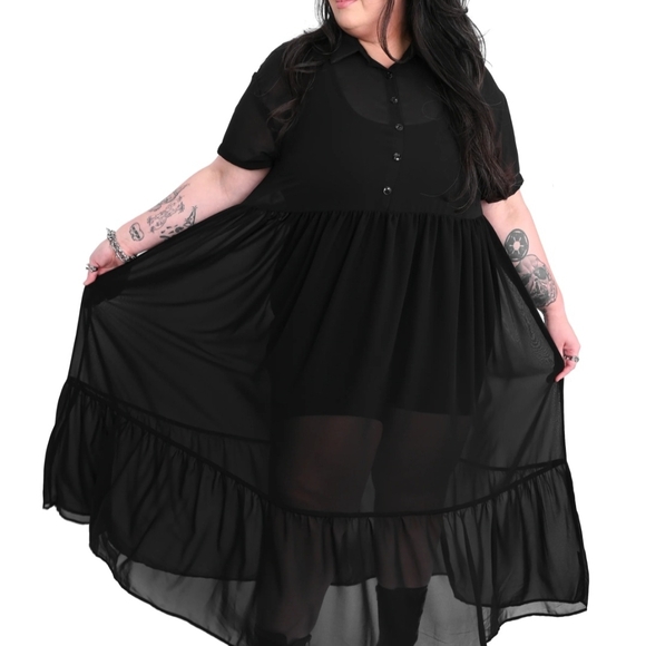Dakota Chiffon Dress From FOXBLOOD Black Sheer Dress - Picture 2 of 2
